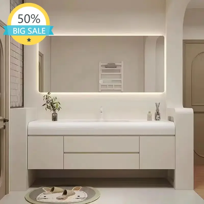 Home Bathroom Vanity Combo - Light Luxury Bathroom Cabinet Simple White