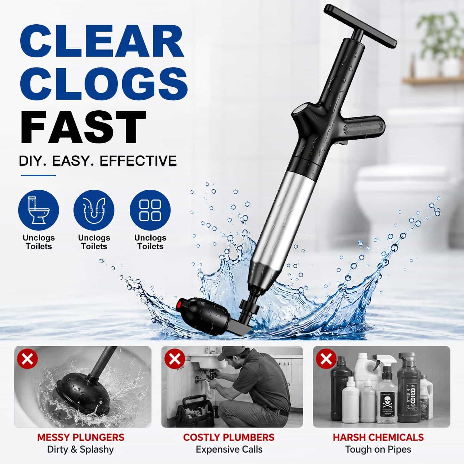 Toilet Plunge Blaster, High Pr - đánh giá và giá Plunger Toilet